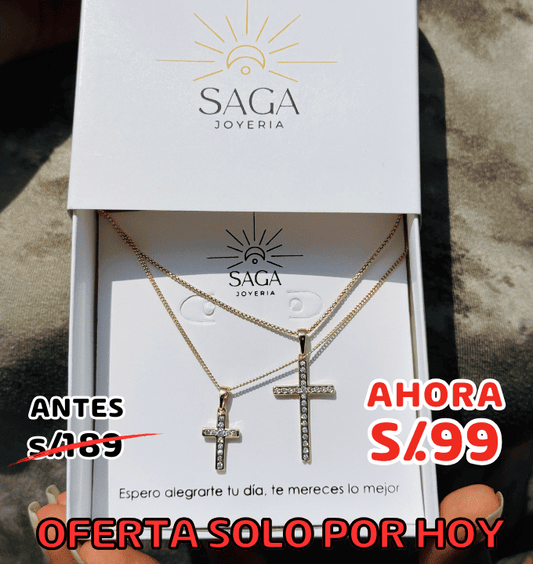 DOS CRUCES UN AMOR ETERNO, BAÑADO EN ORO DE 18KILATES. ✝️💖
